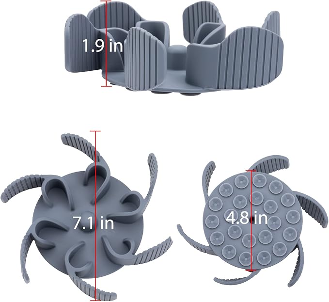 Keegud Slow Feeder Dog Bowls Insert [Octopus Suction Cups] Super Firm Slow Eating Dog Bowl [Cuttable] for Large Breed and Medium Size Dog Compatible with Regular and Elevated Dog Bowls (Flower)