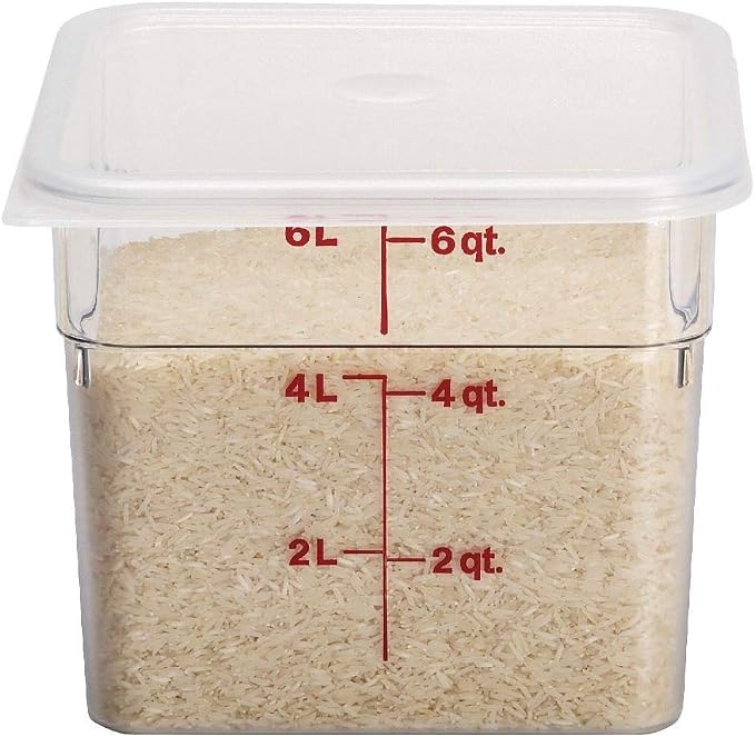 Cambro Food Storage Container - Classic Series Square - 6 QT (Quart) - Commercial Grade for Food Prep (Clear)