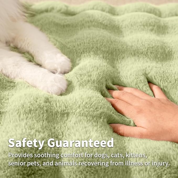 SOMAHE Pet Blanket, Reversible Sherpa & Bubble Fleece Pet Throw, Ultra-Soft Plush for Cats & Small Dogs, Machine Washable, Anti-Static, Warm & Cozy,28"×22" Inch Green