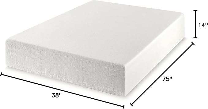 Best Price Mattress 14" Signature Green Tea Memory Foam Mattress, Twin, White