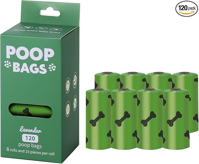 HZDHCLH Poop Bags for Dogs Leak Proof Extra Thick Dog Poop Bags, Green Bones 8 Rolls 9" x 13" Lavender Scented Pet Waste Bag, 120 Count
