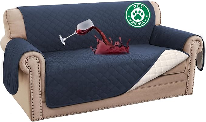 Turquoize 100% Waterproof Couch Cover Sofa Covers for 2 Cushion Couch Loveseat Covers Triple Non-Slip Couch Cover for Dogs Washable Furniture Protector Cover for Pets, Kids (Loveseat 54", Navy)