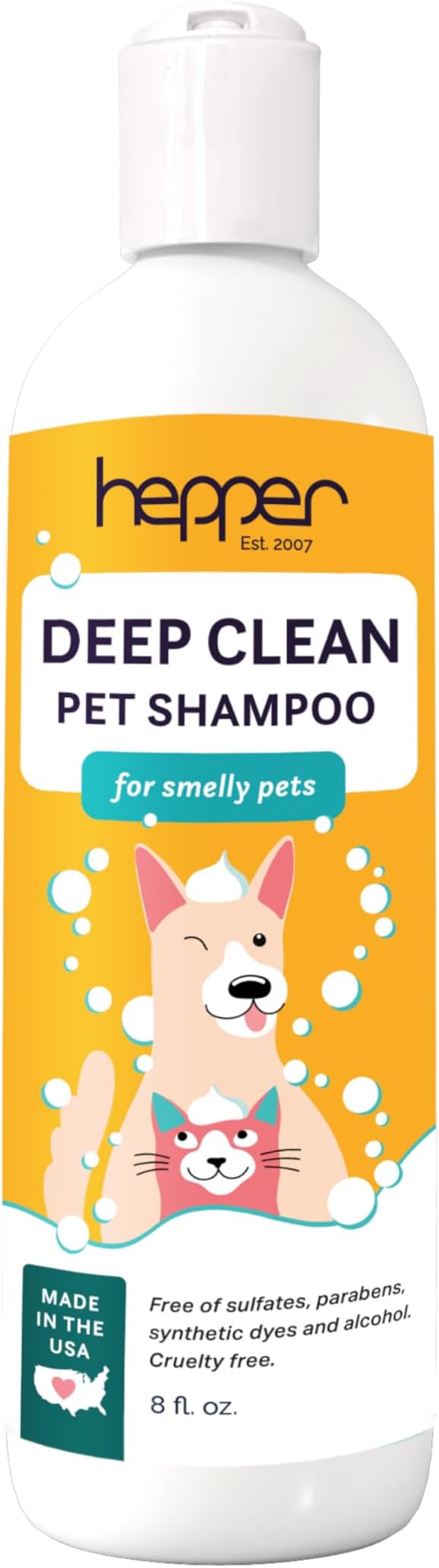 Hepper Deep Clean Pet Shampoo for Smelly Pets: Odor Control & Coat Care for All Breeds! Ideal for Short, Long, Double-Coated, and Smelly Pets
