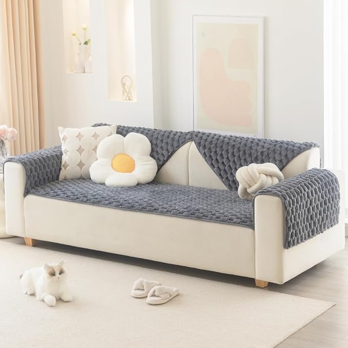 Awjcsv Couch Cover for Dogs Washable, Waterproof Couch Covers for 3 Cushion Couch Sofa Pet Friendly, Soft and Anti Slip (Gray, 1pc/28"x 83")
