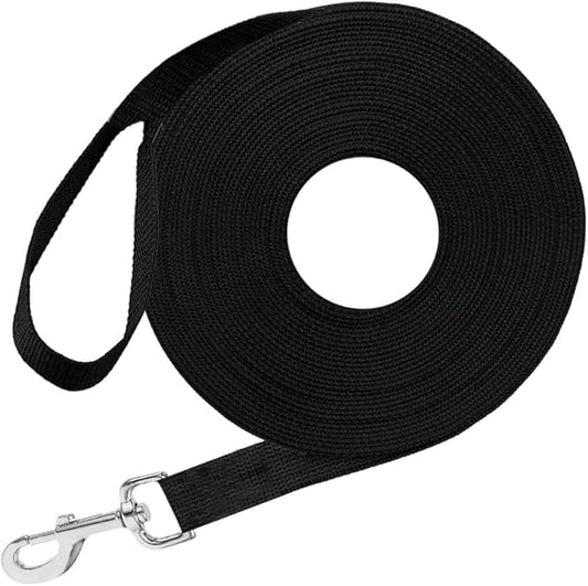 SunGrow Pet Training Leash, Heavy-Duty Polypropylene Walking Leash, 360-degree Swivel Hook, Dog/Puppy Obedience, Recall, Agility Lead, Leisure & Adventure Walking, Black, 15 feet x 0.8 inches