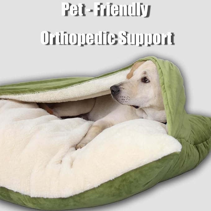 Snuggle Burrow Bed, SnuggleBurrow Removable Covered Burrow Dog Bed, Dachshund Bed Cave, Washable Indoor Pets Sleeping Bag for Small Medium Large Size Pet (Brown,Small)
