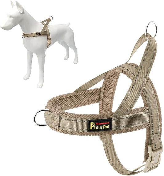 Plutus Pet No Pull Dog Harness with Breathable Mesh Padded, Adjustable Reflective Escape Proof Dog Harness, Quick Fit Dog Vest Harness for Small Dogs(XS, Beige)