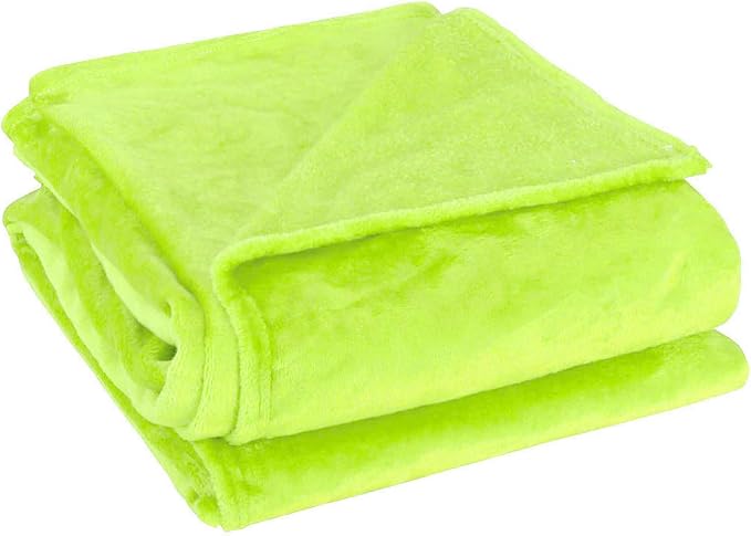 uxcell Flannel Fleece Blanket Queen Size - Soft Lightweight Plush Microfiber Bed Blanket for Sofa or Couch, Machine Washable Blankets Fleeces, Chartreuse 78x90 Inch