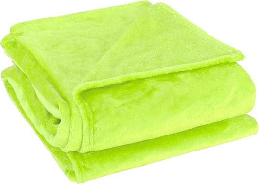 uxcell Flannel Fleece Blanket Queen Size - Soft Lightweight Plush Microfiber Bed Blanket for Sofa or Couch, Machine Washable Blankets Fleeces, Chartreuse 78x90 Inch