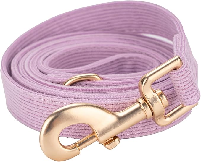 Soft Cotton Dog Leash, 5 Ft Heavy Duty Corduroy Dog Leashes with Gold Metal Hook for Small Medium Large Dogs,Small,Light Purple