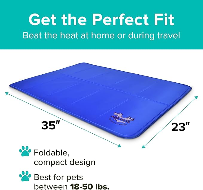 Arf Pets Dog Cooling Mat 23” x 35” Pad for Kennels, Crates, Beds, Non-Toxic, Durable Solid Self-Cooling Gel, No Refrigeration or Electricity Needed
