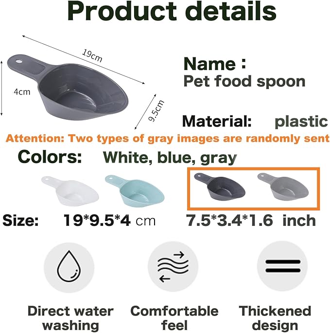 3PCS Dog Food Scoop 1 Cup, Plastic Pet Food Scoop with Measuring Lines 1/2 Cup 1/4 Cup for Dogs Cats Birds and Rabbits