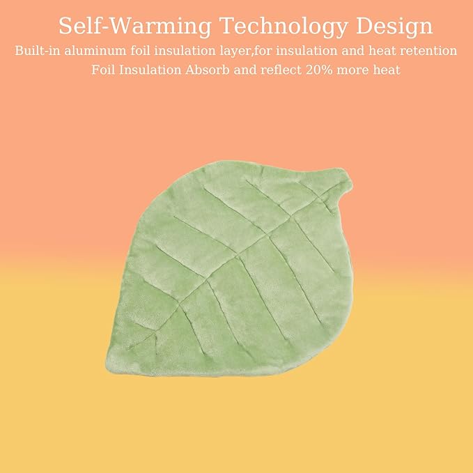 Self Warming Cat Leaf Mat,Comfortable Soft Fabric Breathable Cozy Cat Warm Bed Mat with Foil Insulation,Cat Bed Mat for All Seasons, 26.5"x20.5" Ideal for Cats Small Pets