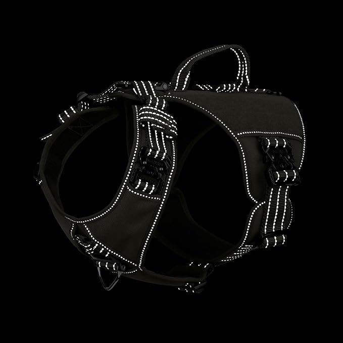 ICEFANG GN8 Tactical Dog Harness with 4X Metal Buckles for Small Sized Dogs,Reflective in Training Walking K9 Dog Vest,No-Pull Front Leash Clip,Adjustable Pet Harness (Green, Small (Pack of 1))