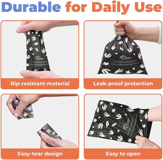Best Pet Supplies Dog Poop Bags for Waste Refuse Cleanup, Doggy Roll Replacements for Outdoor Puppy Walking and Travel, Leak Proof and Tear Resistant, Thick Plastic - Black (Unscented), 150 Bags