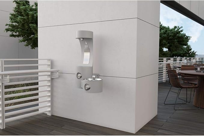 Elkay Outdoor Lk4408 Wall Mount Fountain & Bottle Filler Gray