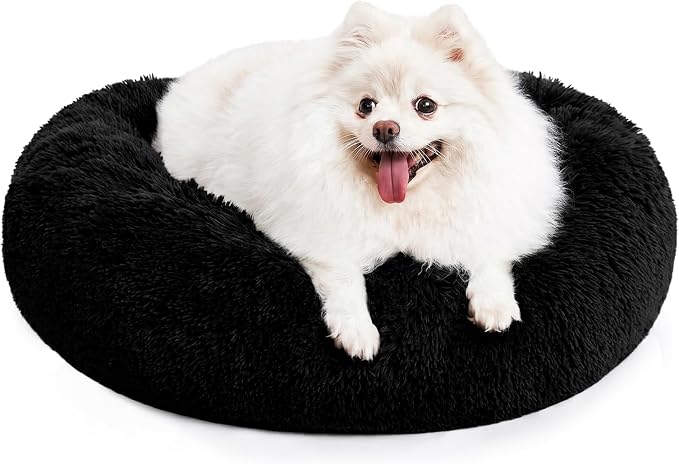 MIXJOY Orthopedic Dog Bed Comfortable Donut Cuddler Round Pet Beds Ultra Soft Washable Dog and Cat Cushion (20''/23''/30'') (23'', Brown)