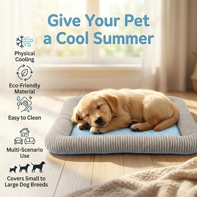Dog Cooling Mat for Summer, Self Cooling Ice Silk Pet Bed Mat for Crate, Sofa & Car Seats, Breathable Washable Pressure Activated Cool Pad for Small, Medium, Large Dogs and Cats (Pink Mat, Large)