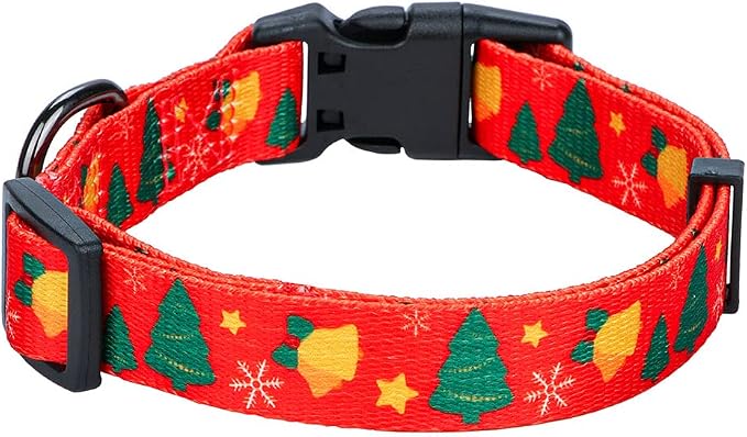 Holiday Christmas Festival Dog Collars M(Neck 13.1"-19", Width 3/4")