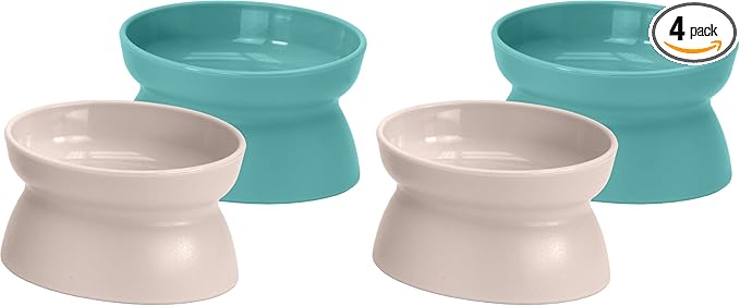 Kitty City Raised Cat Bowls, Large Bowl 2pk (Pastel) (Pack of 2)