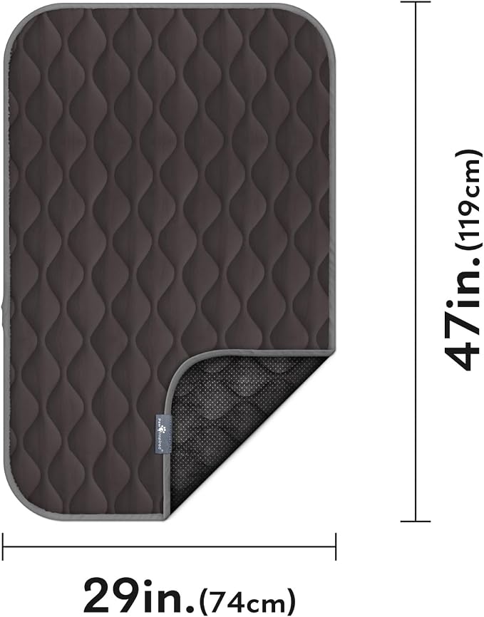 Paw Inspired Washable Padded Crate Mats for Dogs | 47” x 29” Pad, Fits 48-inch Kennels | Leakproof, Waterproof Bottom, Plush Pet Beds (Gray)