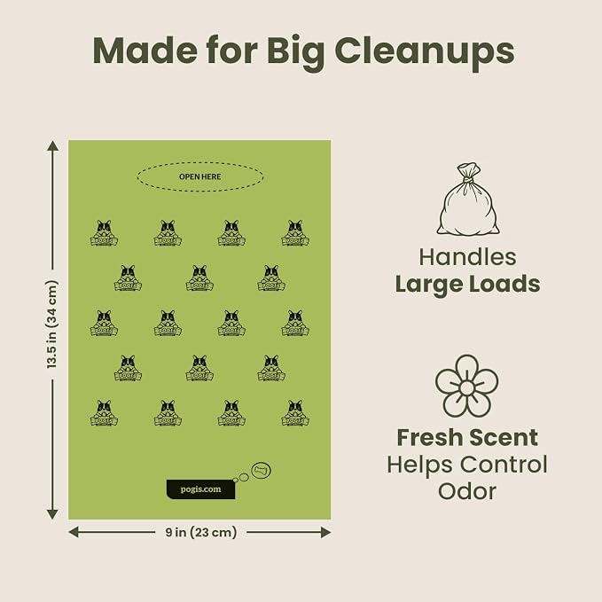 Pogi's Dog Poop Bag Dispenser with Metal Carabiner Clip - Includes 15 Pogi's Poop Bags for Dogs
