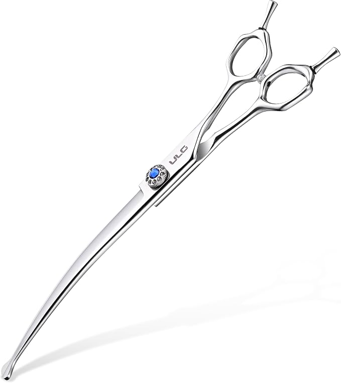 ULG Curved Dog Shears for Grooming, 7 Inch Professional Curved Dog Grooming Scissors for Trimming and Cutting, Japanese Stainless Steel Pet Hair Scissors