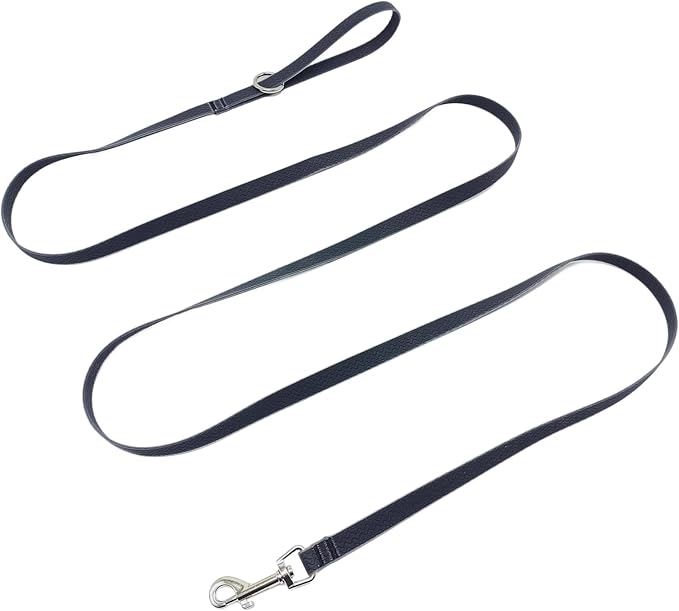 WYuZe Waterproof Dog Leash 7FT 12FT, Odor-Proof Strong Coated Nylon Webbing Easy to Clean, Lightweight Long Leash for Outdoor Walking, Hiking, Beach Playing (7ft, Black)