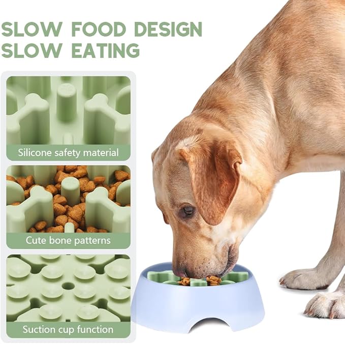 Soft Silicone Anti-Choking Puzzle Bowl Inserts, Anti-Slip to Slow Down Eating, Fits Regular Elevated Dog Bowls