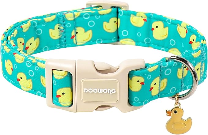 DOGWONG Ducky Pattern Cute Collar, Spring Summer Female Male Collars Pets Gift Adjustable Heavy-Duty Duck Pet Collars for Large Dogs, Neck 42-66 inches