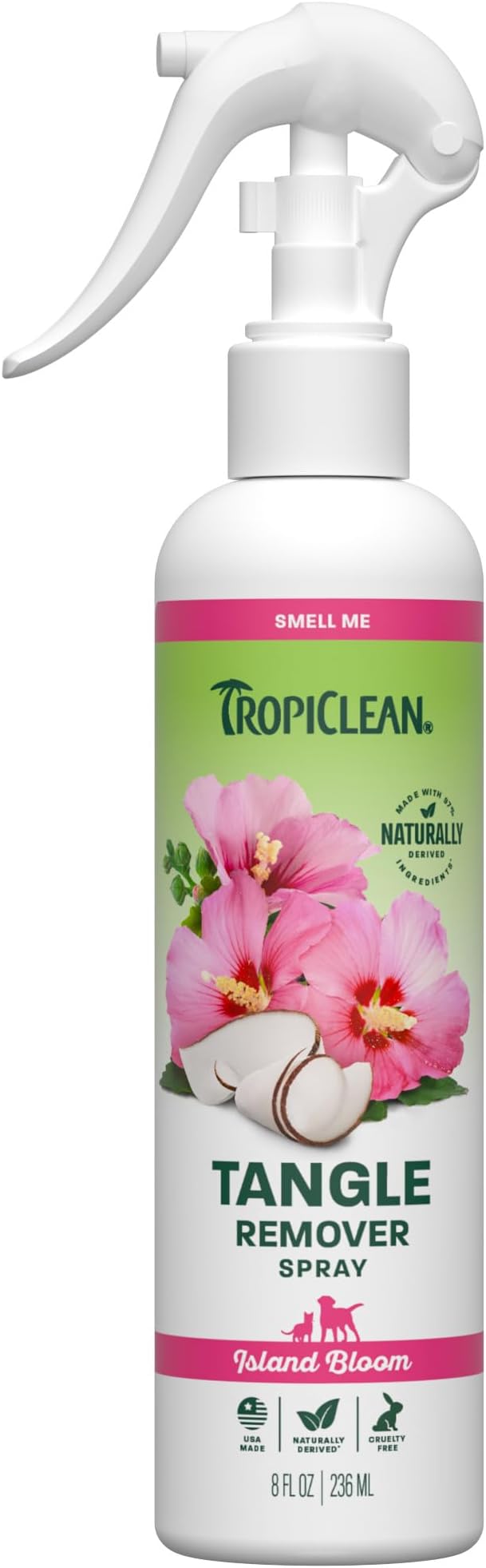 TropiClean Dog Detangler Spray Dematting, Leave in Dog Conditioner Spray, Perfect for Doodles & All Coat Types, Sweet Floral Scent, Made in USA, 8 oz.