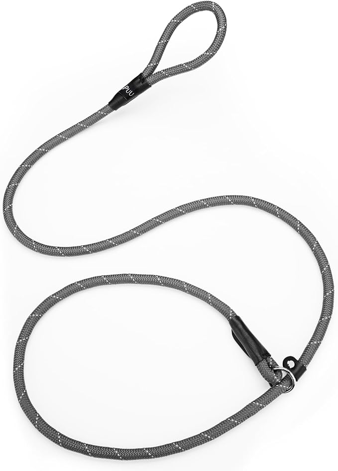 Reflective Slip Leads for Dogs,6FT x 1/2" Dog Leash Heavy Duty Strong Rope Lead for Large, Medium Dogs, No Pull Pet Training Leash(Gray, Large(1/2in-6ft))