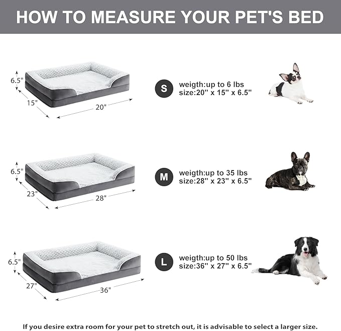 LEXTRO Orthopedic Dog Bed for Large Dogs, Egg Crate Foam Bed for Large Dogs, Equipped with Removable Waterproof Pillow Cover and Anti-Slip Bottom, Pet Bed