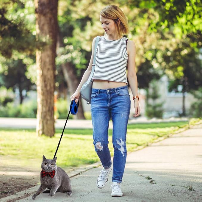 Retractable Dog Leash for Medium - Small Dogs and Cats 16.5FT Tangle Free, Heavy Duty Walking Leashes with Anti Slip Handle, Pause and Lock Strong Nylon Tape, Store Dog Leash Retractable(Blue)
