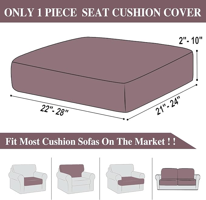 LA MEACK Couch Cushion Cover Seat Cushion Cover Stretch Armchair Cover Separate Sectional Sofa Slipcovers Furniture Protector(1 Piece for Seat or Sofa Backrest, Brown)