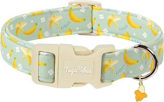 Cute Banana Pattern Dog Collar, Spring Summer Design Puppy Collar, Cotton Adjustable Pet Collar for Small Medium Large Dogs, Girl or Boy Dog for Gifts & Daily Use-M
