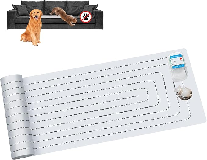 SEERWAY Scat Pet Shock Mat with Tester, Shock Pads for Dogs and Cats Training Indoor, Electric Repellent Mat Keeps Pets Off Couch, Sofa, Counter Top, 3 Training Modes, Battery Operated