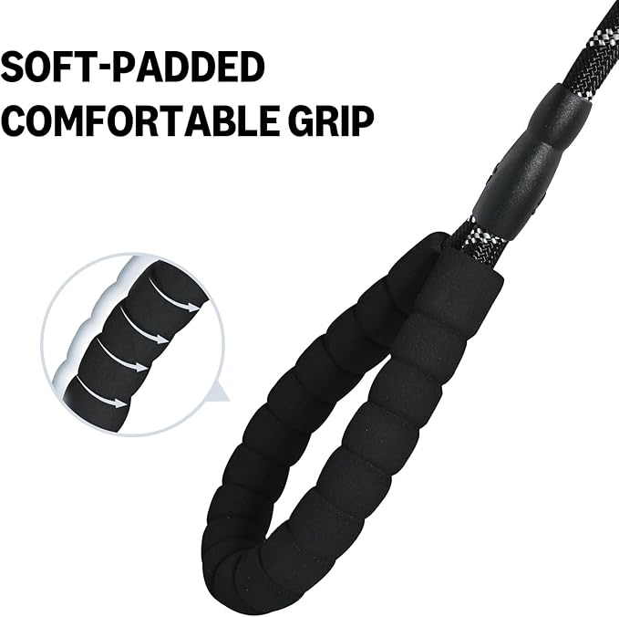 Amazon Basics Round Dog Leash, Heavy Duty, Durable Rope for Small, Medium, and Large Dogs, Lightweight Design for Walking, Training, and Outdoor Activities, Black, 6 Ft