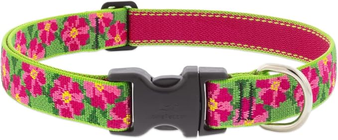 Lupine Extra Large Dog Collar 1" Wide Petunias Adjusts from 25" to 31"