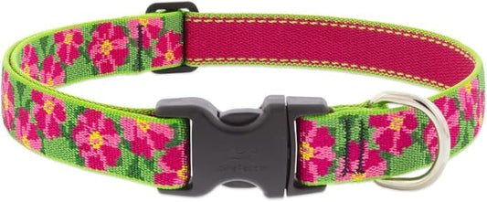 Lupine Extra Large Dog Collar 1" Wide Petunias Adjusts from 25" to 31"