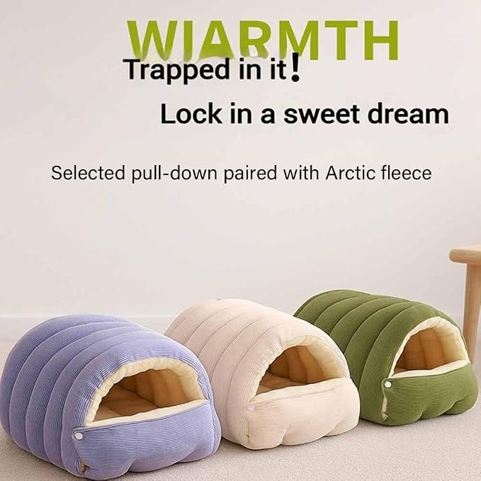 Cozy Monster Cat Bed, Cave Cat Beds for Indoor Cats, Cozy Pet Nest for Cats and Dogs,Self Warming,Cozy& Soft Plush,Anti-Slip & Durable,Removable Cushioned for Cat Small Dogs (Medium,Beige)