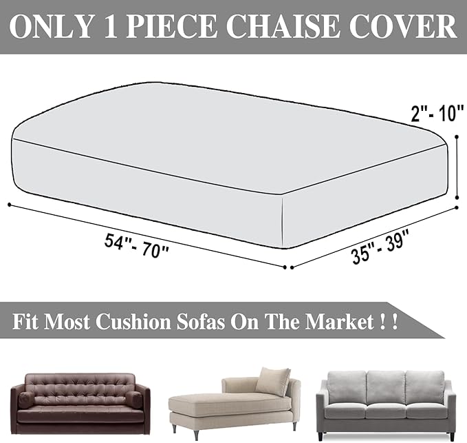 LA MEACK Couch Cushion Cover Chaise Lounge Cover Washable Separate Seat Chaise Couch Cover Stretch Sectional Sofa Slipcover(1 Piece for Chaise or Sofa 3-Seater, White)