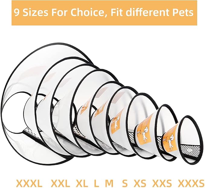 Plastic Pet Recovery Collars & Cones for Dogs and Cats After Surgery Adjustable Dog Neck Cone Surgical Elizabeth E-Collar Prevent Biting and Stop Licking Wound (M)