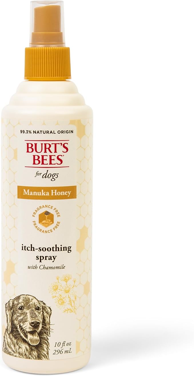 Burt's Bees for Pets Itch Relief Spray for Dogs, Manuka Honey & Chamomile, Soothes Itchy Skin Between Baths, Naturally Derived, No Artificial Fragrances, Sulfates or Colorants, 10 Fl Oz