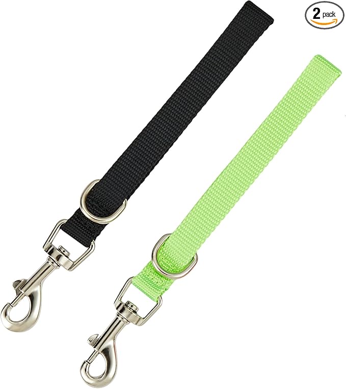 Short Dog Leash Traffic Lead 2 PCS 8" Nylon Pet Leashes Dogs Grab Handle Tabs Pets Dog Training Leads for Small Medium Breeds Grab Handle Lead (Black & Green)