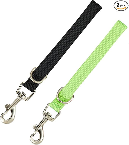 Short Dog Leash Traffic Lead 2 PCS 8" Nylon Pet Leashes Dogs Grab Handle Tabs Pets Dog Training Leads for Small Medium Breeds Grab Handle Lead (Black & Green)