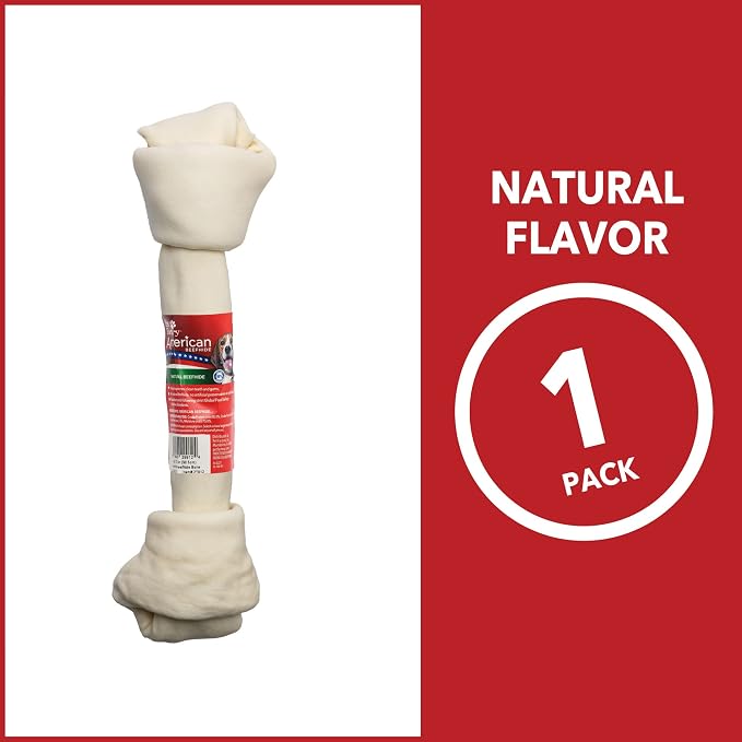 Pet Factory American Beefhide 12" Knotted Bone Dog Chew Treat - Natural Flavor, 1 Count/2 Pack