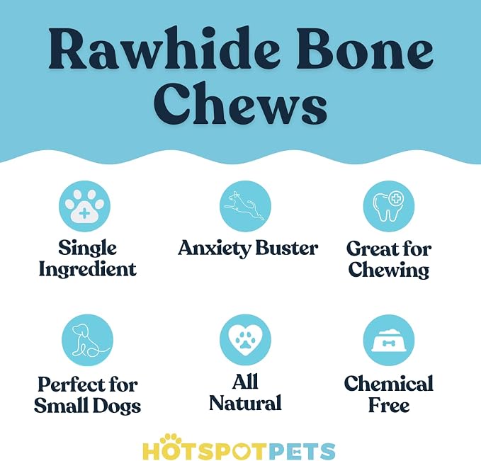 hotspot pets 4–5 Inch Rawhide Dog Bones (10 Pack) – USDA Certified Facility, from Grass-Fed Brazilian Cows, Supports Dental Health & Good Behavior
