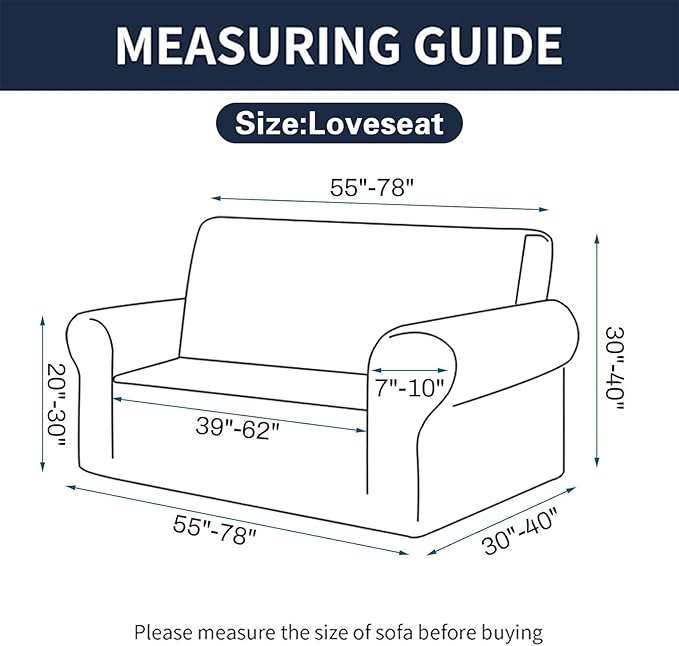 2025 New Stretch Loveseat Sofa Slipcovers Couch Cover for 2 Cushion Furniture Protector Sofa Covers with Elastic Bottom Small Checks for Pets, Kids - Beige