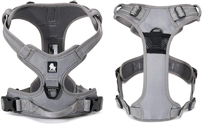 TRUE LOVE Adjustable No-Pull Dog Harness Reflective Pup Vest Harnesses Comfortable Control Brilliant Colors Truelove TLH5651(Gray,S)